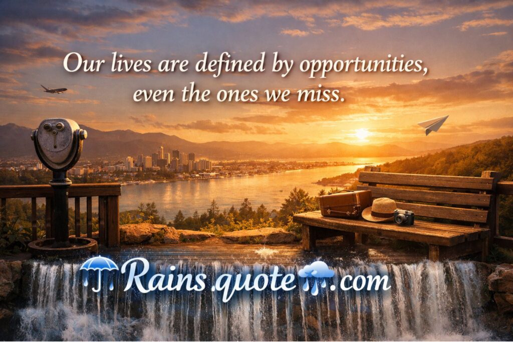 “Our lives are defined by opportunities, even the ones we miss.”