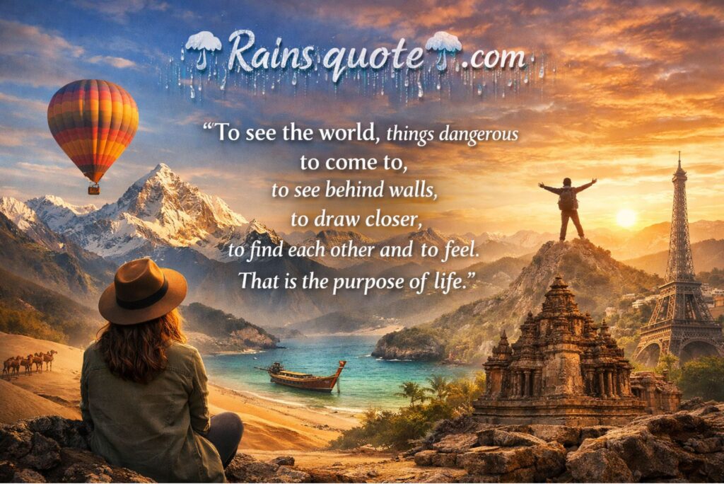 “To see the world, things dangerous to come to, to see behind walls, to draw closer, to find each other and to feel. That is the purpose of life.”