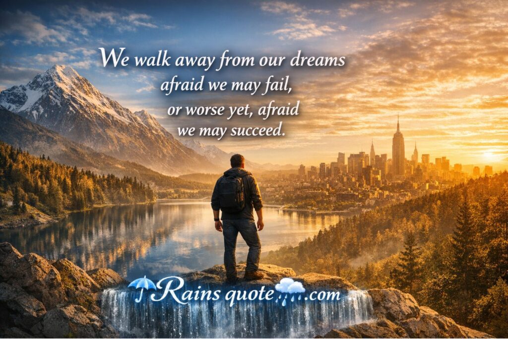 “We walk away from our dreams afraid we may fail, or worse yet, afraid we may succeed.”