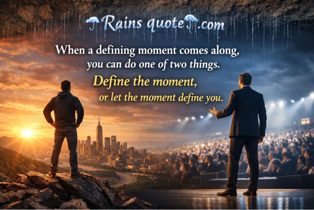 “When a defining moment comes along, you can do one of two things. Define the moment, or let the moment define you.”