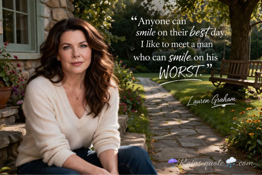 “Anyone can smile on their best day. I like to meet a man who can smile on his WORST.”