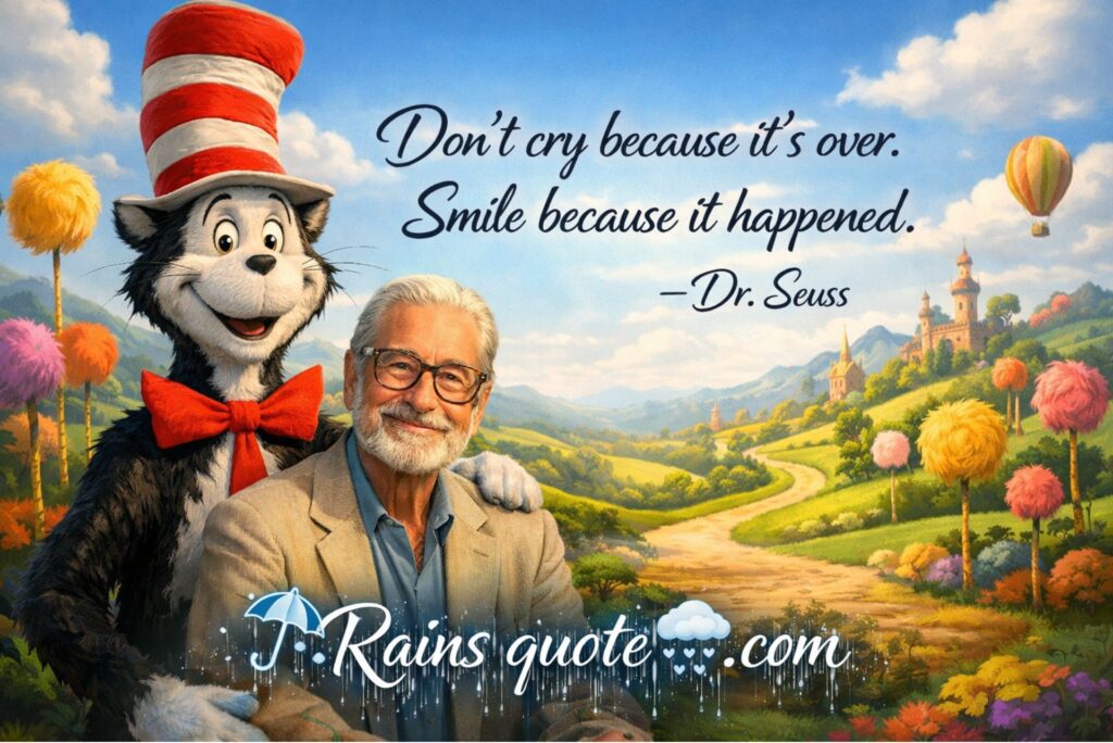 “Don’t cry because it’s over. Smile because it happened.”