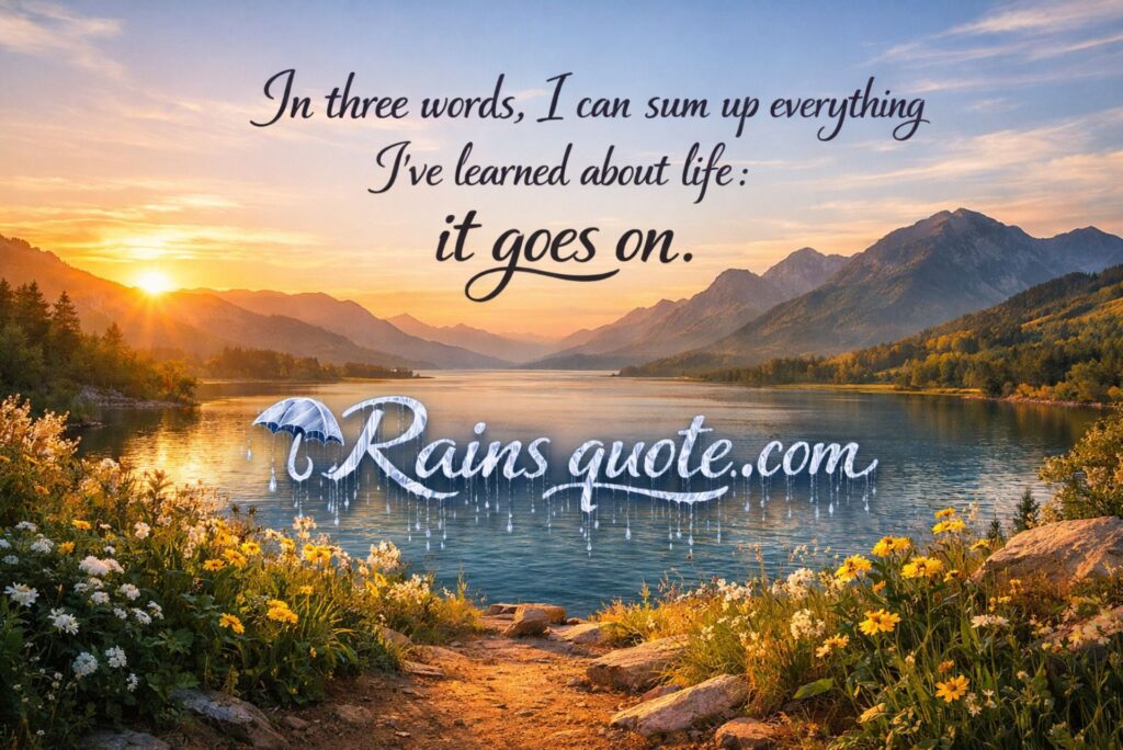 “In three words, I can sum up everything I've learned about life: it goes on.”