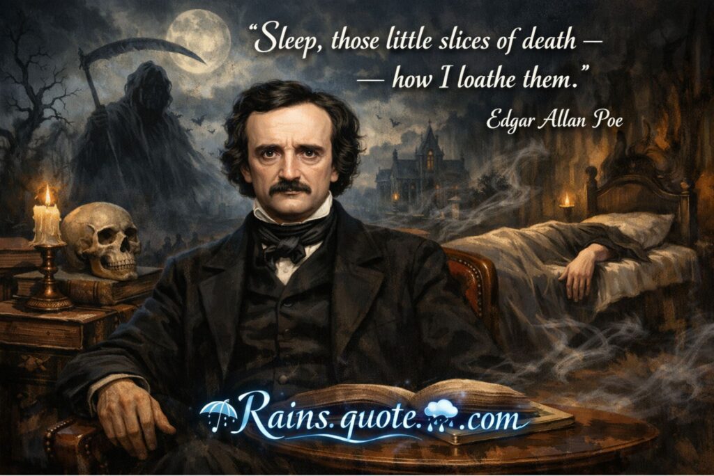 “Sleep, those little slices of death — how I loathe them.”