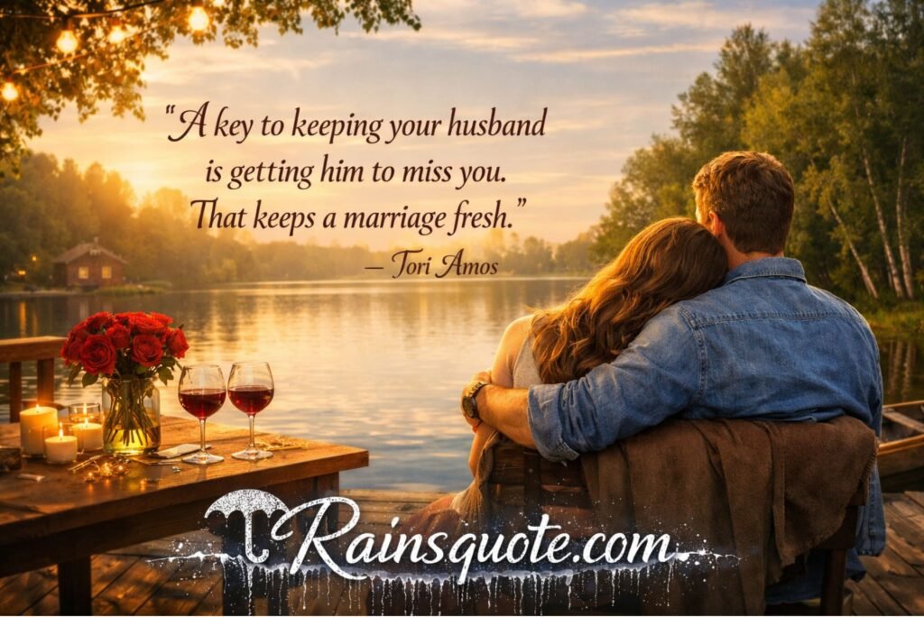 “A key to keeping your husband is getting him to miss you. That keeps a marriage fresh.”