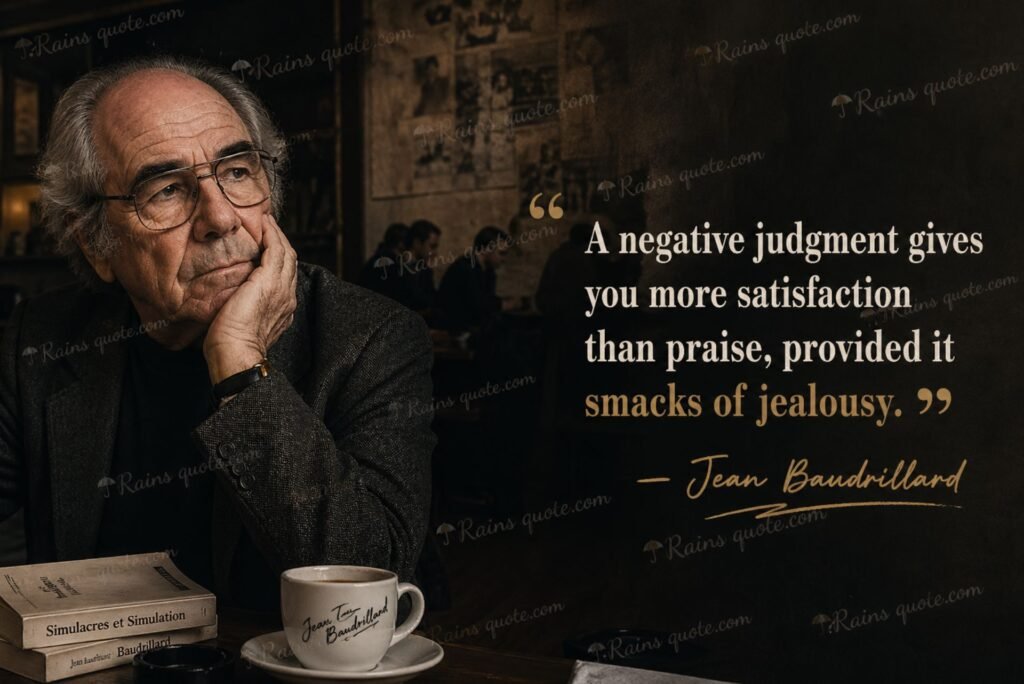 A negative judgment gives you more satisfaction than praise, provided it smacks of jealousy.”