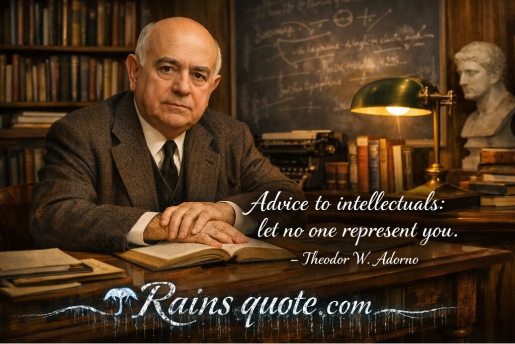 “Advice to intellectuals: let no one represent you.”