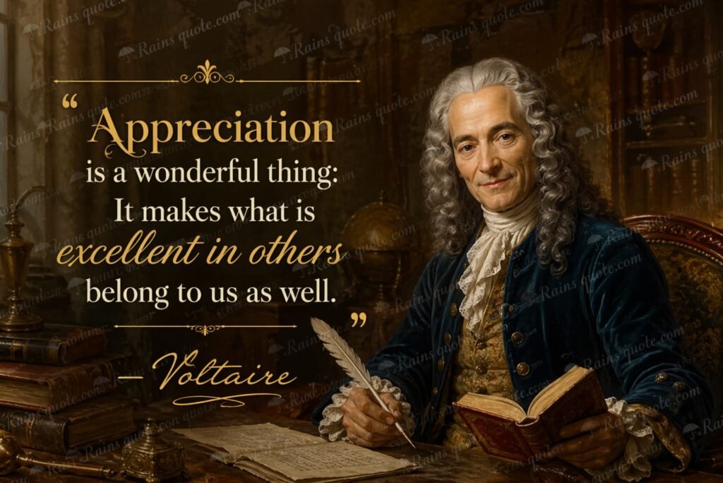 “Appreciation is a wonderful thing: It makes what is excellent in others belong to us as well.”