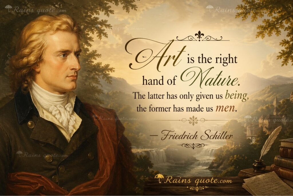 “Art is the right hand of Nature. The latter has only given us being, the former has made us men.”