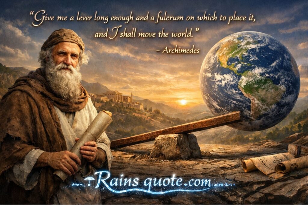 “Give me a lever long enough and a fulcrum on which to place it, and I shall move the world.”