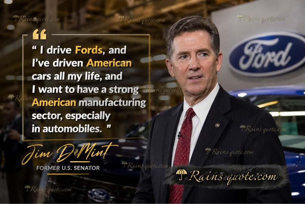 “ I drive Fords, and I've driven American cars all my life, and I want to have a strong American manufacturing sector, especially in automobiles. ”