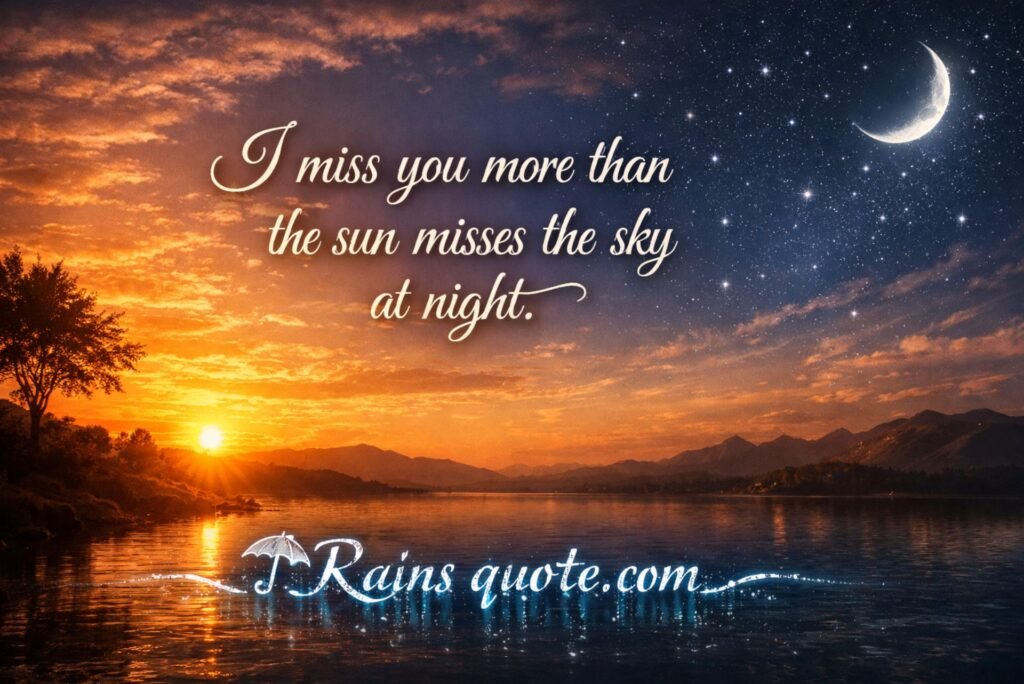 “I miss you more than the sun misses the sky at night.”