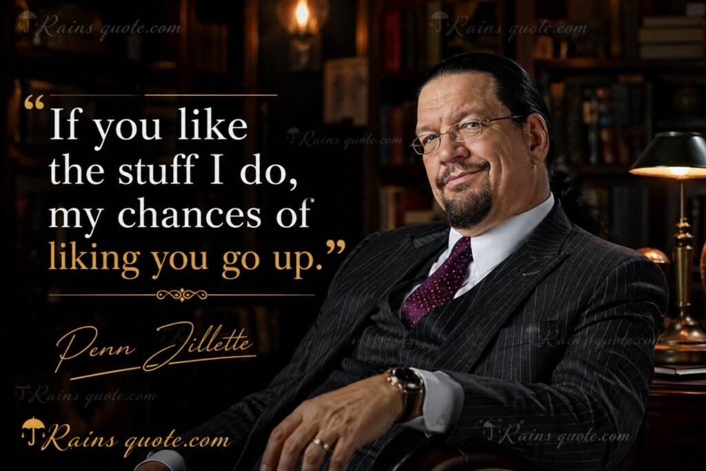 “If you like the stuff I do, my chances of liking you go up.”