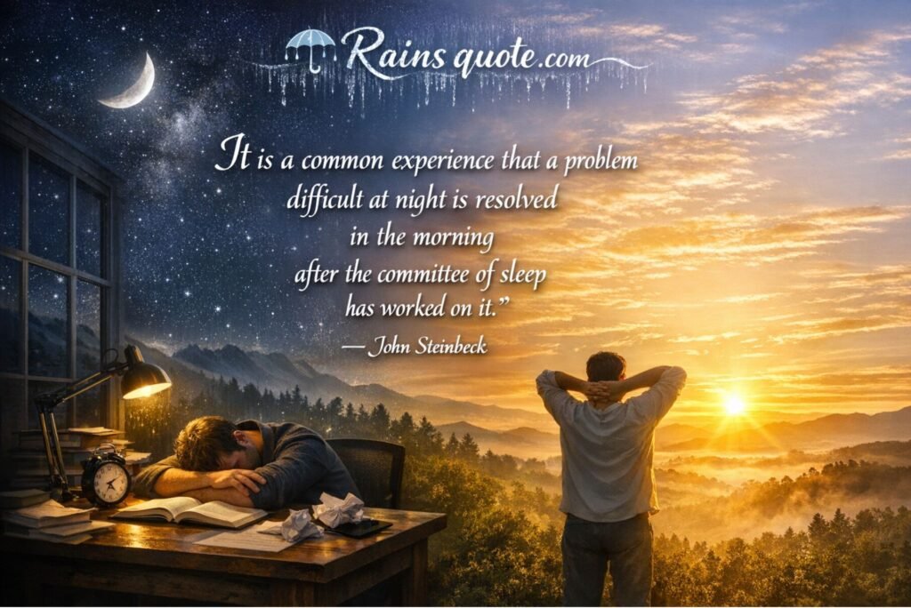 “It is a common experience that a problem difficult at night is resolved in the morning after the committee of sleep has worked on it.”