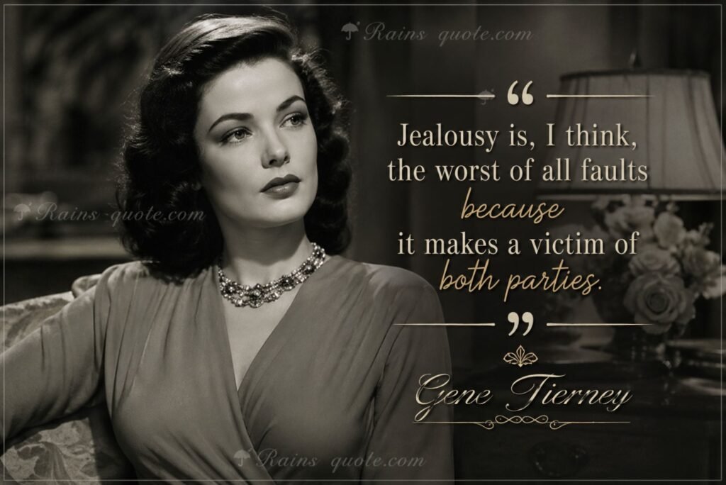 “Jealousy is, I think, the worst of all faults because it makes a victim of both parties.”