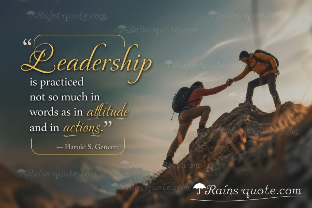 “Leadership is practiced not so much in words as in attitude and in actions.”