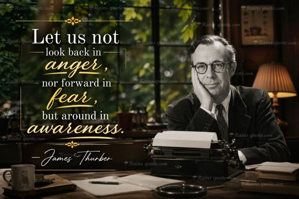 “Let us not look back in anger, nor forward in fear, but around in awareness.”