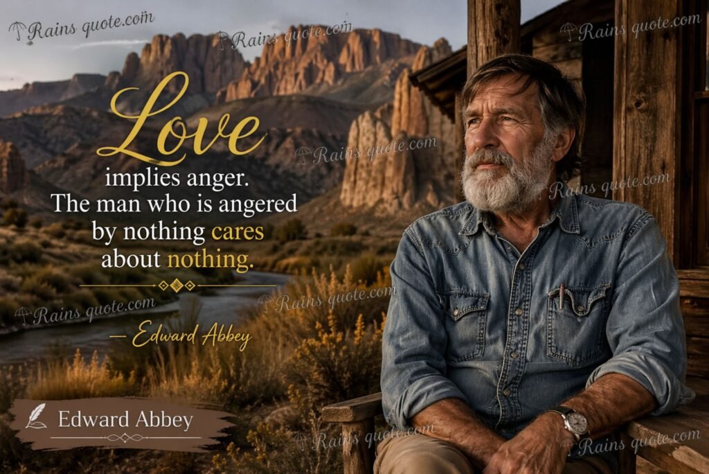 “Love implies anger. The man who is angered by nothing cares about nothing.”