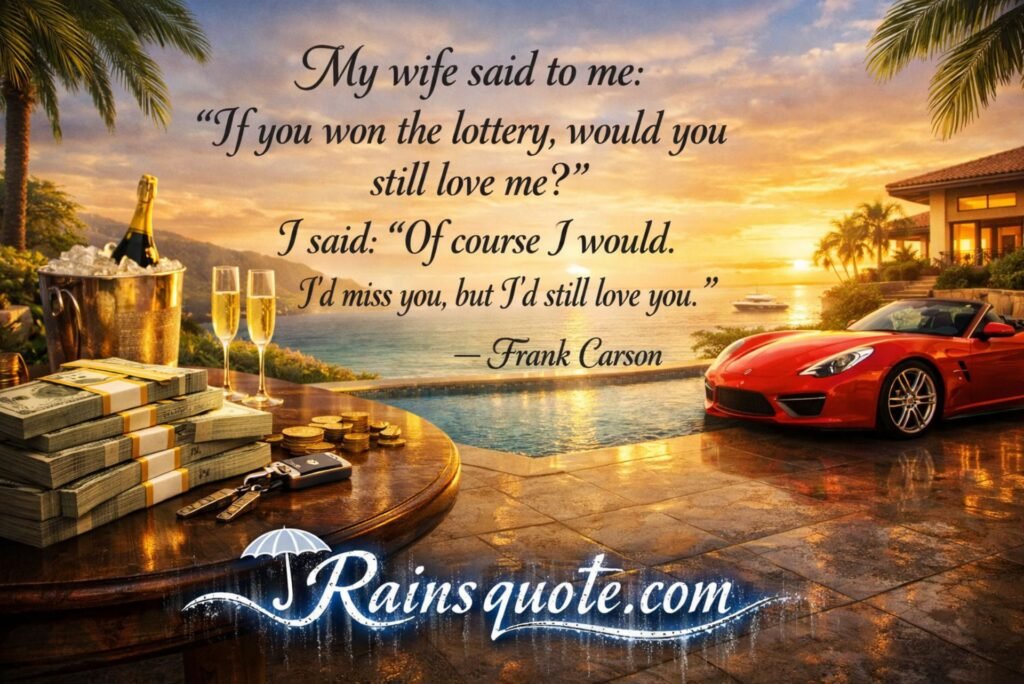 “My wife said to me: 'If you won the lottery, would you still love me?' I said: 'Of course I would. I'd miss you, but I'd still love you.'”