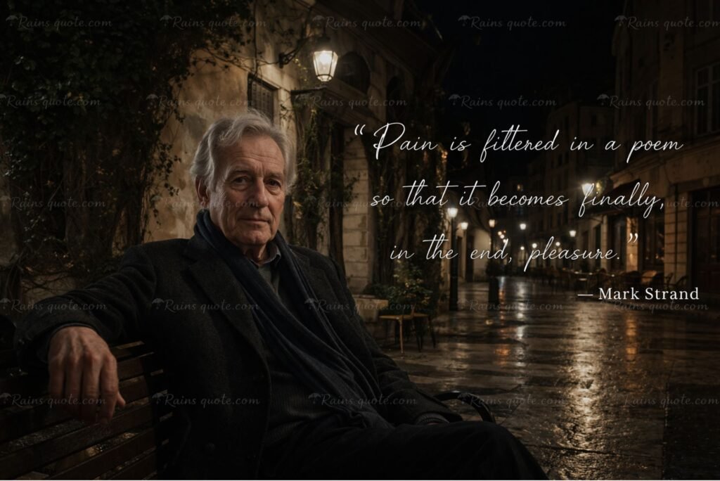 “Pain is filtered in a poem so that it becomes finally, in the end, pleasure.”