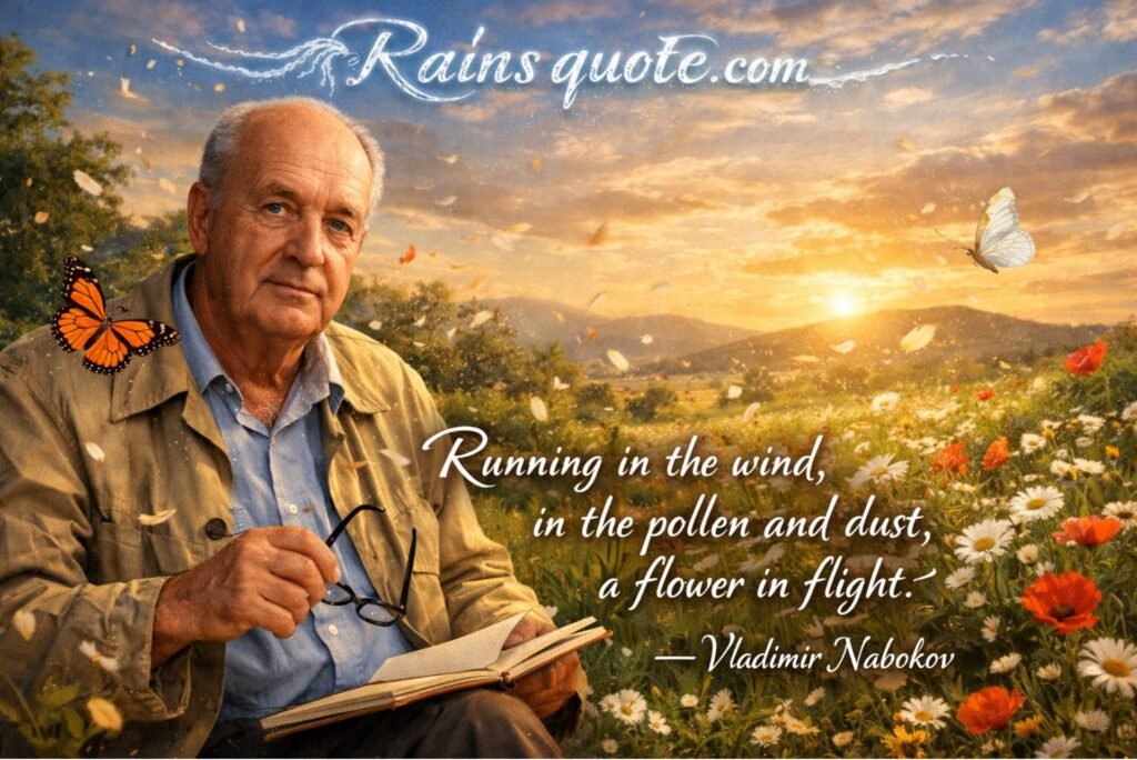 “Running in the wind, in the pollen and dust, a flower in flight”