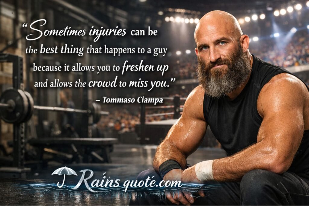 “Sometimes injuries can be the best thing that happens to a guy because it allows you to freshen up and allows the crowd to miss you.”