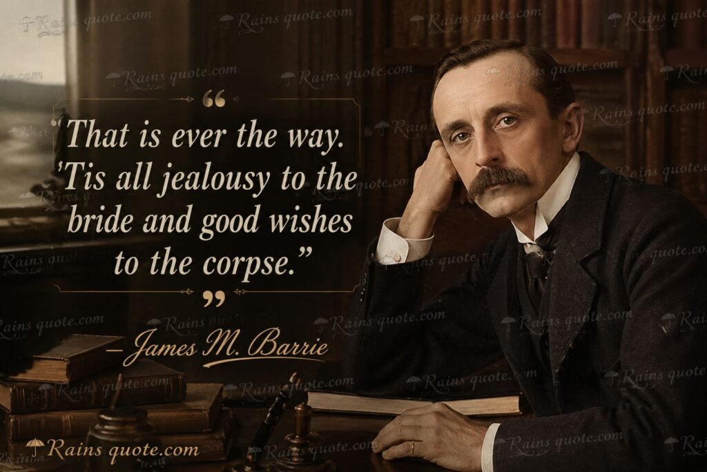 “That is ever the way. 'Tis all jealousy to the bride and good wishes to the corpse.”