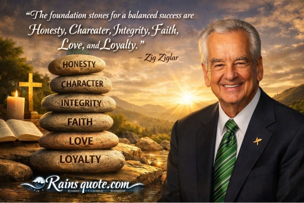 “The foundation stones for a balanced success are honesty, character, integrity, faith, love, and loyalty.”