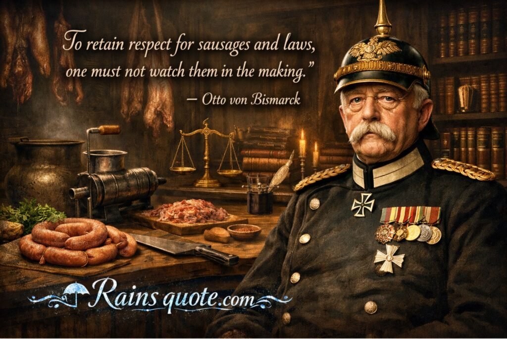 “ To retain respect for sausages and laws, one must not watch them in the making. ”