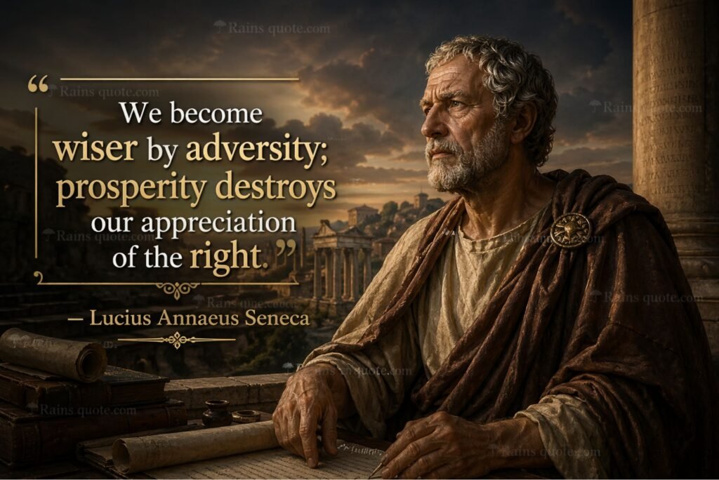 “We become wiser by adversity; prosperity destroys our appreciation of the right.”