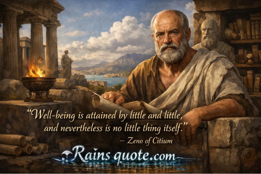“Well-being is attained by little and little, and nevertheless is no little thing itself.”