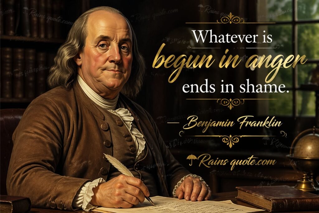 “Whatever is begun in anger ends in shame.”