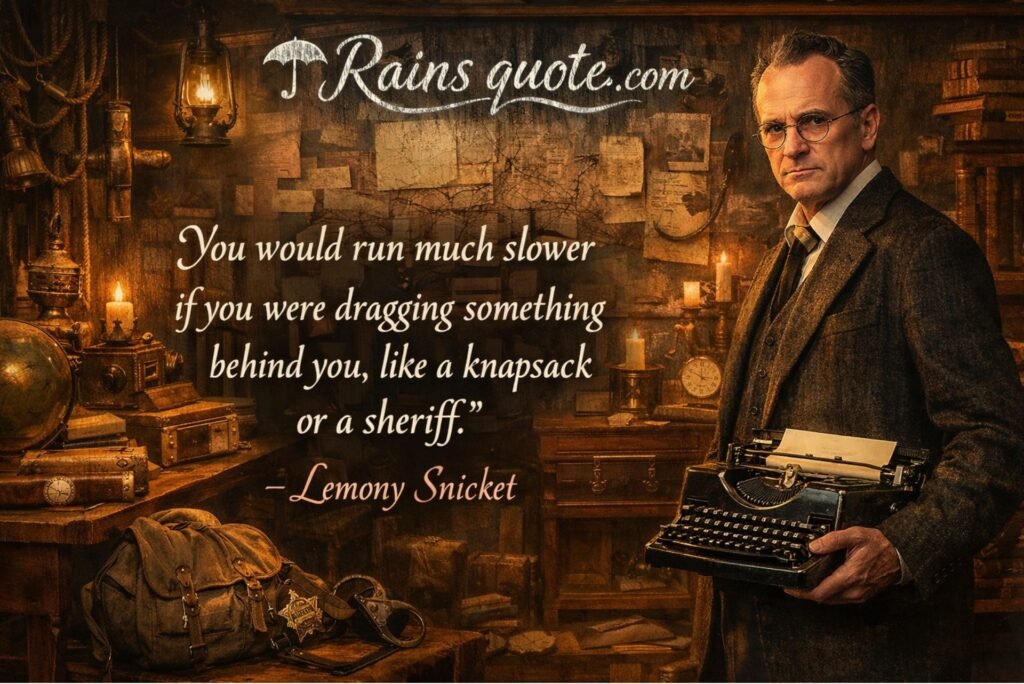 “You would run much slower if you were dragging something behind you, like a knapsack or a sheriff.”