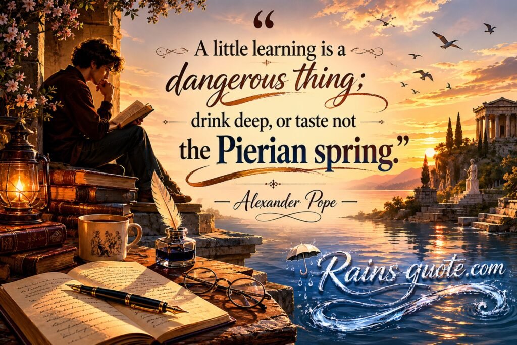 “A little learning is a dangerous thing; drink deep, or taste not the Pierian spring.”