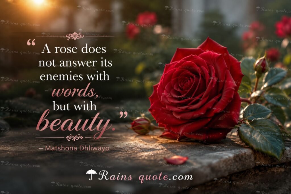 “A rose does not answer its enemies with words, but with beauty.”