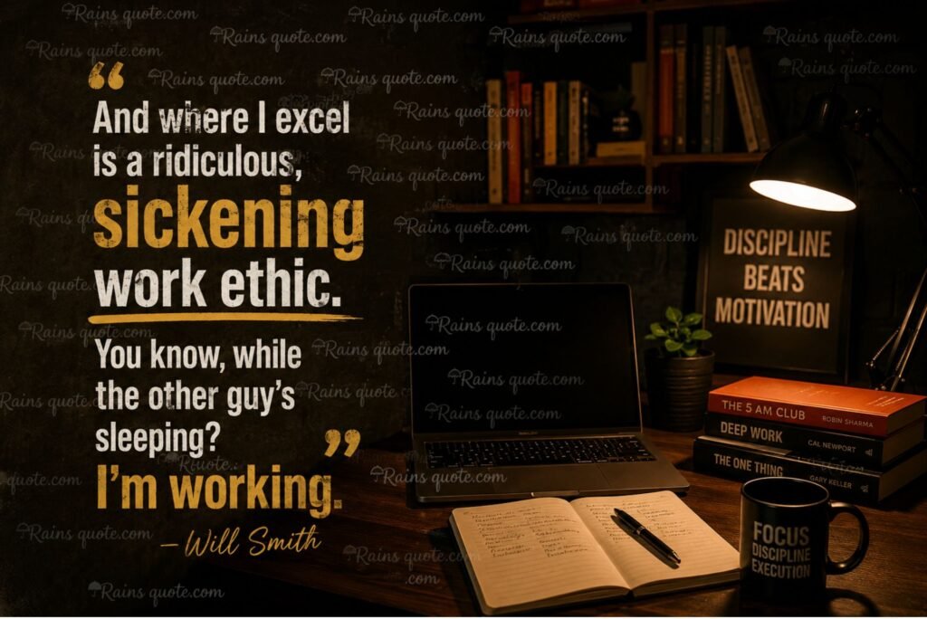 “And where I excel is a ridiculous, sickening work ethic. You know, while the other guy's sleeping? I’m working.”