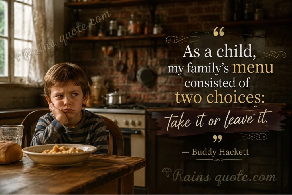“As a child, my family's menu consisted of two choices: take it or leave it.”