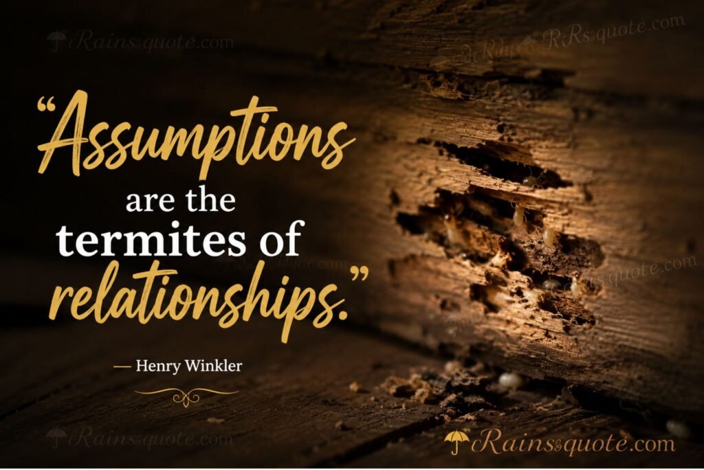 “Assumptions are the termites of relationships.”