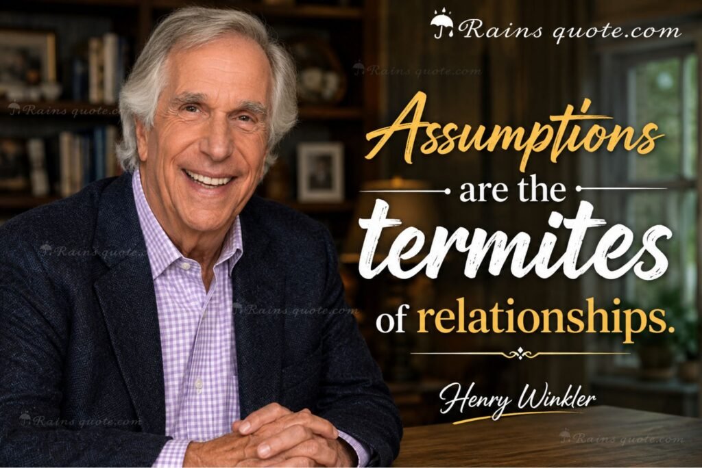 “Assumptions are the termites of relationships.”
