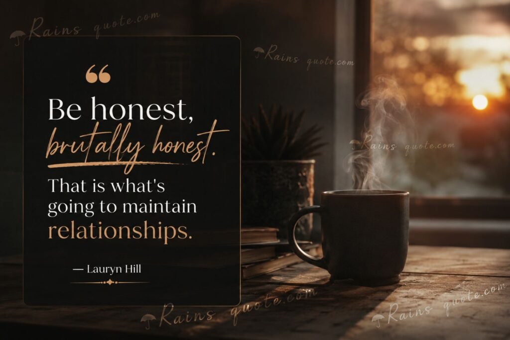“Be honest, brutally honest. That is what's going to maintain relationships.”