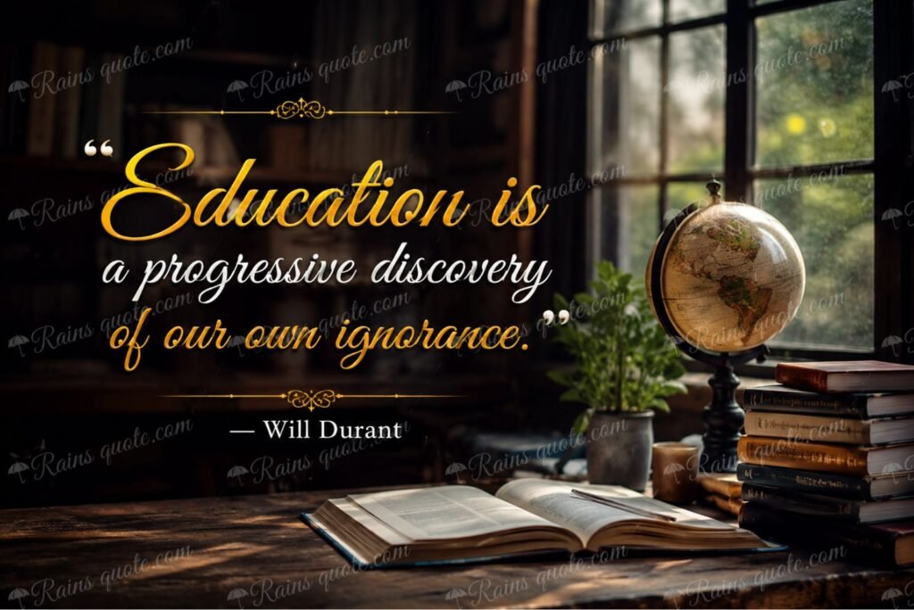 “Education is a progressive discovery of our own ignorance.”