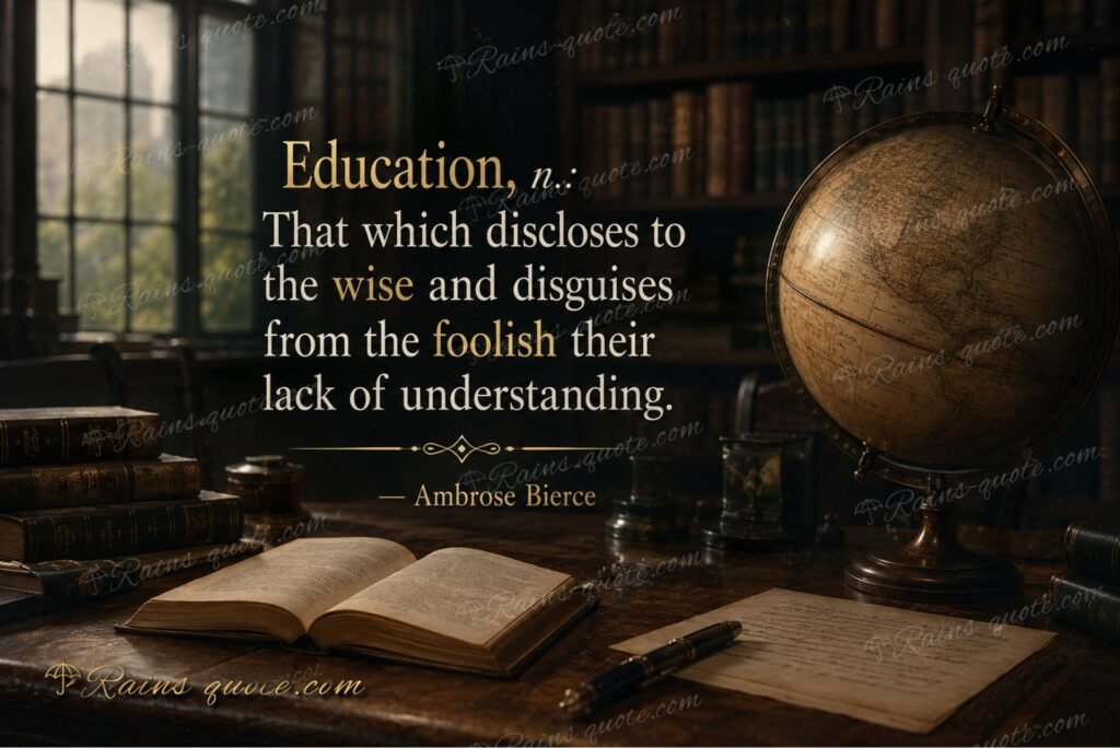“Education, n.: That which discloses to the wise and disguises from the foolish their lack of understanding.”