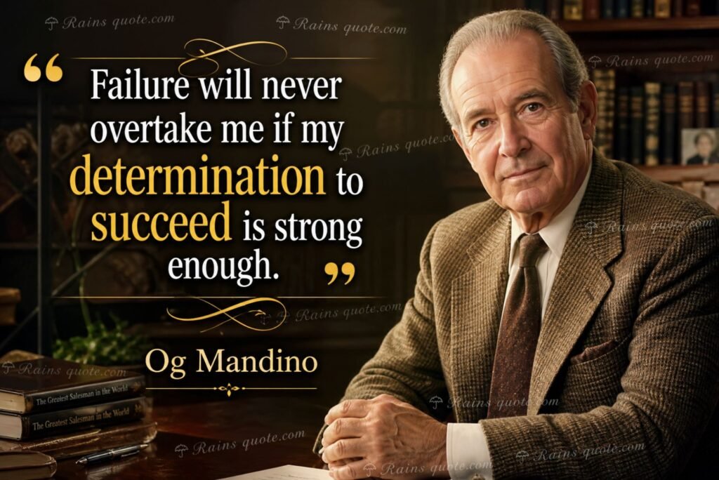 “Failure will never overtake me if my determination to succeed is strong enough.”