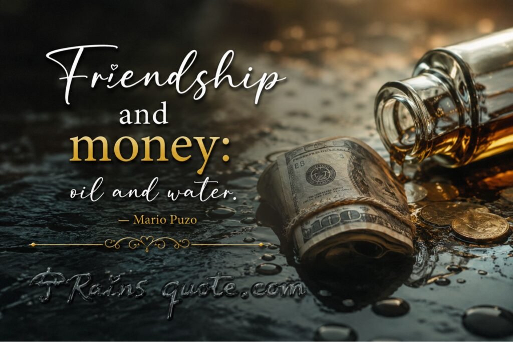 “Friendship and money: oil and water.”