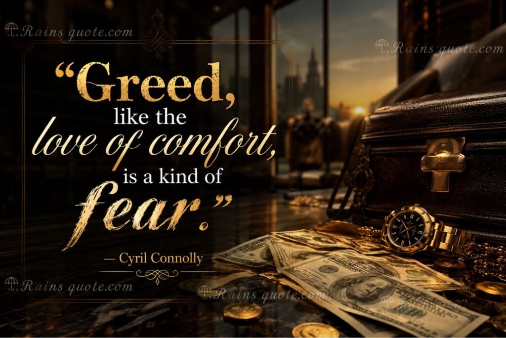 “Greed, like the love of comfort, is a kind of fear.”