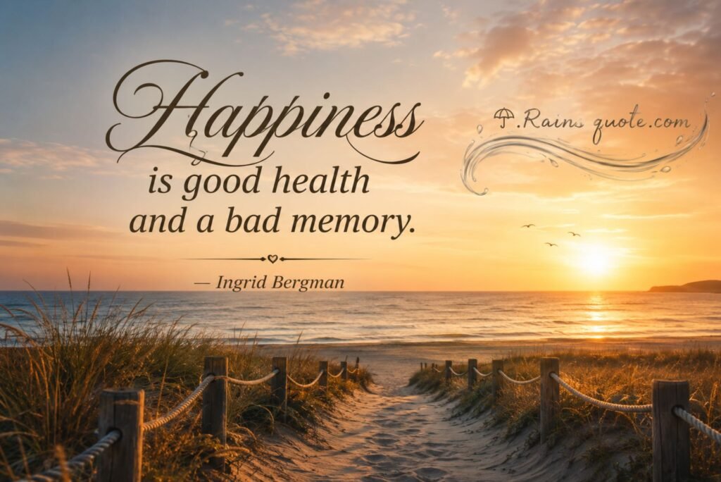 “Happiness is good health and a bad memory.”