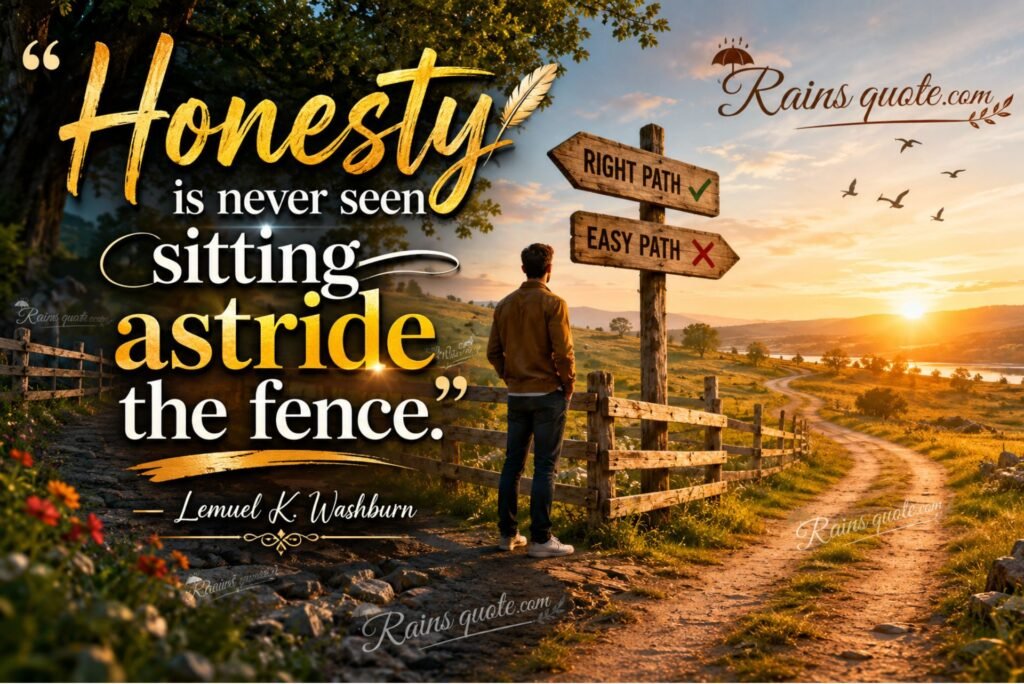 “Honesty is never seen sitting astride the fence.”