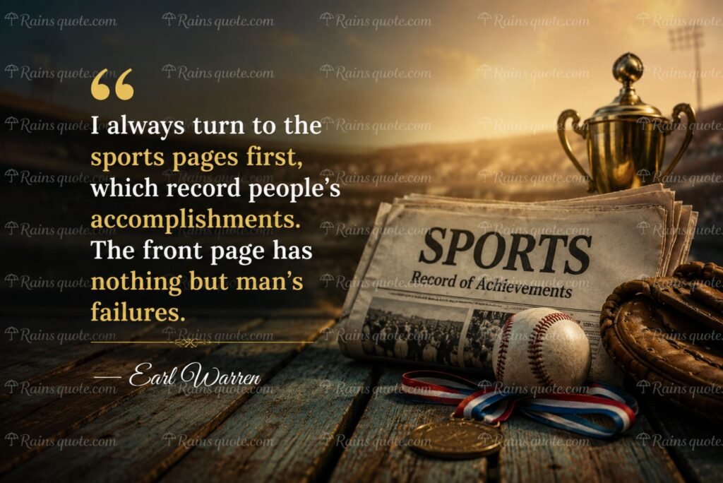“I always turn to the sports pages first, which record people's accomplishments. The front page has nothing but man's failures.”