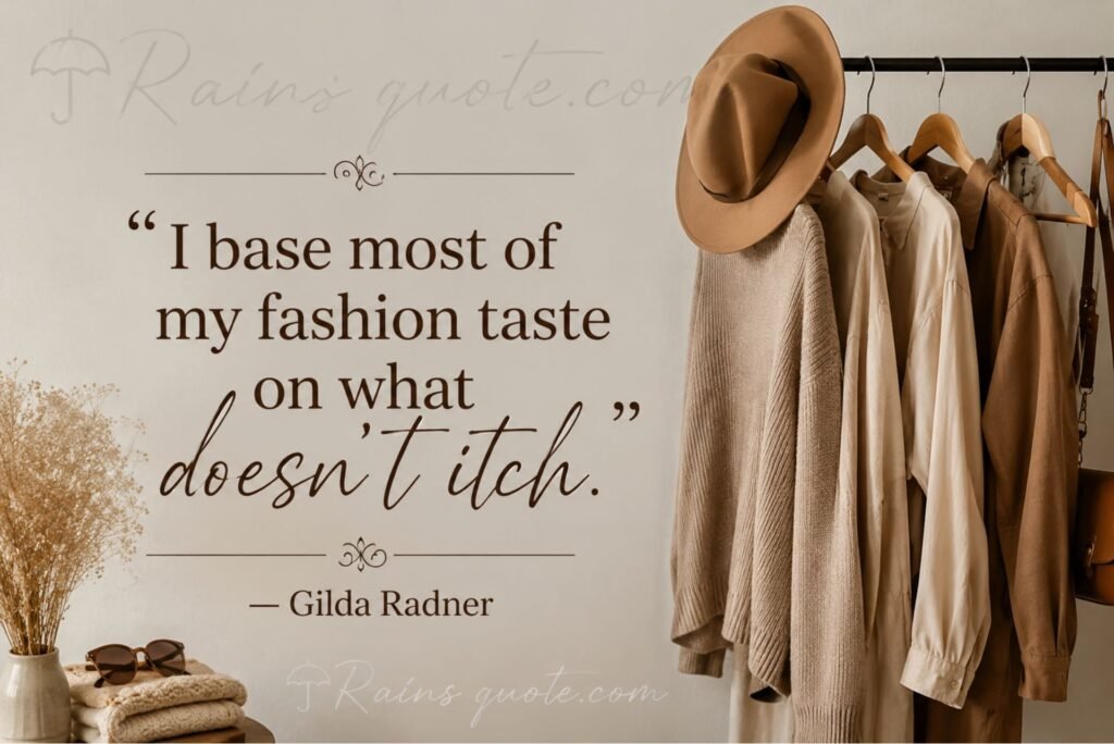 “I base most of my fashion taste on what doesn't itch.”