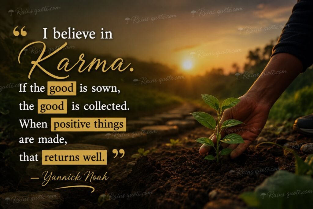 “I believe in Karma. If the good is sown, the good is collected. When positive things are made, that returns well.”